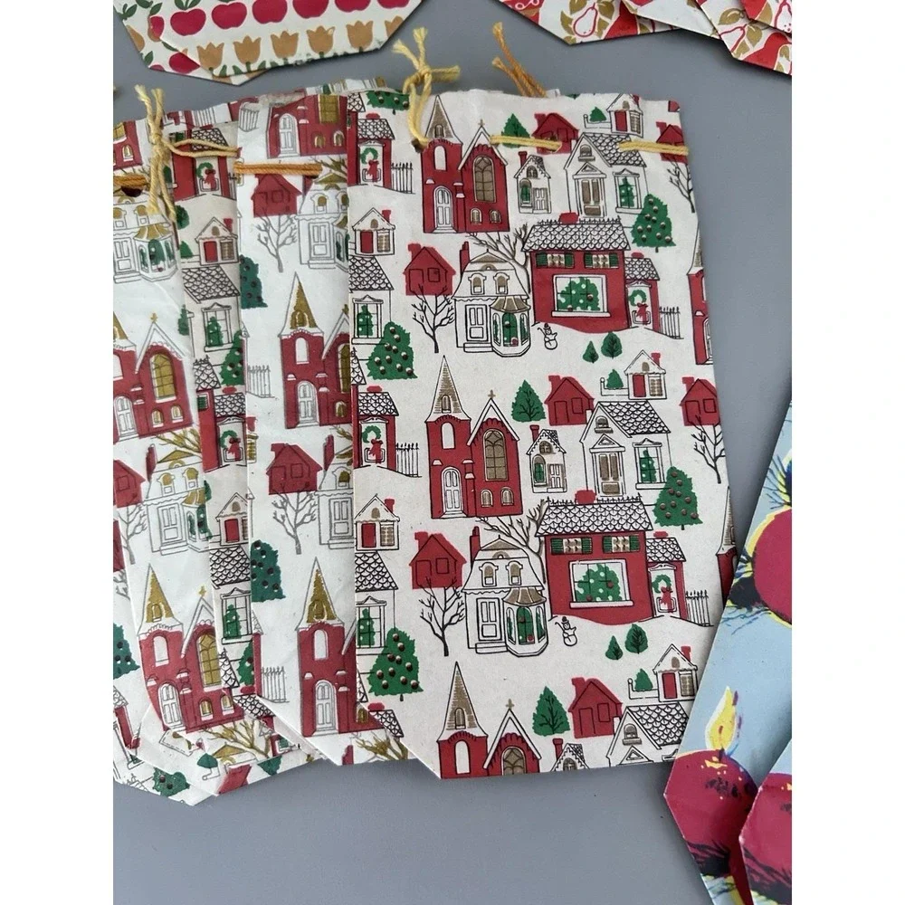 Vintage Christmas CHADWICK MILLER Small Drawstring Paper Gift Treat BAGS